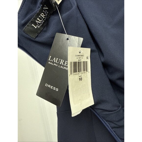 Ralph Lauren Womens Size 10 Navy Off-The-Shoulder Column Gown Maxi Dress Formal - Picture 12 of 14